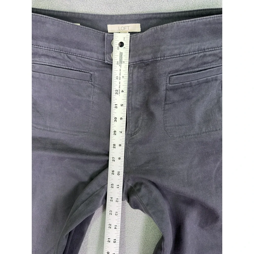 Ann Taylor Loft Jeans Womens 6 Gray Denim Mid Rise Palmer Wide Leg Stretch